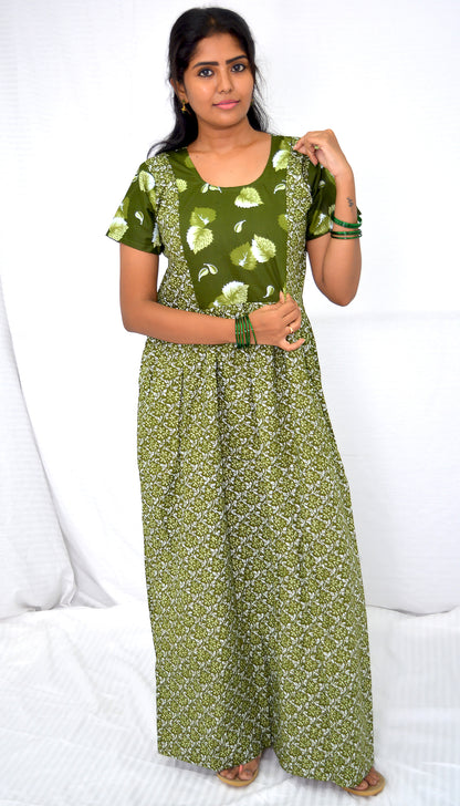 green cotton Maternity frock   Feeding Nighty