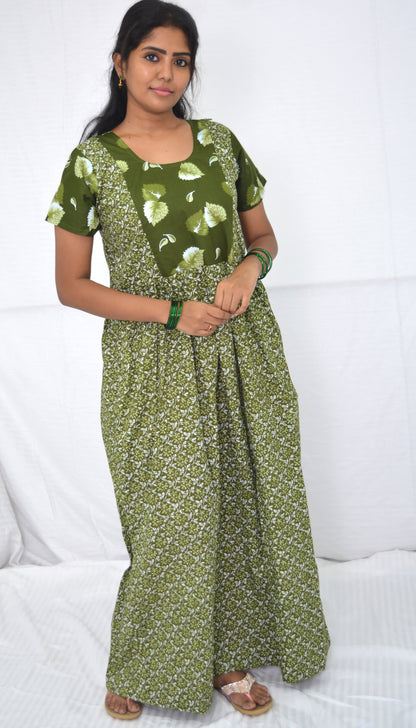 green cotton Maternity frock   Feeding Nighty