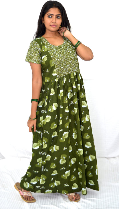 green  cotton frock  Maternity Feeding Nighty