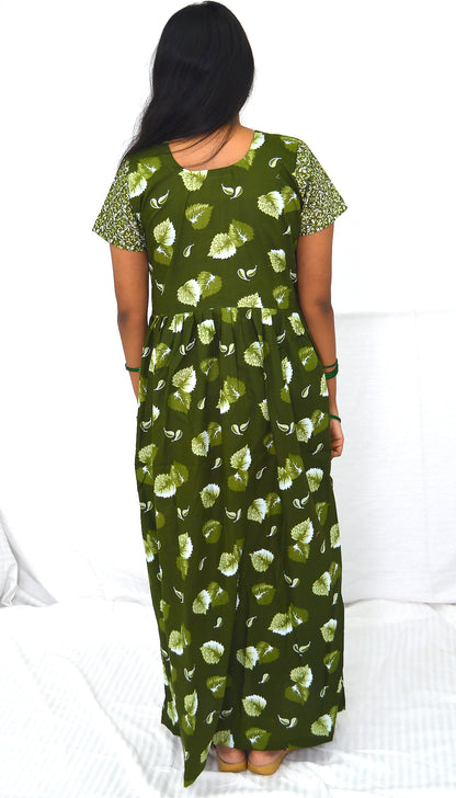 green  cotton frock  Maternity Feeding Nighty