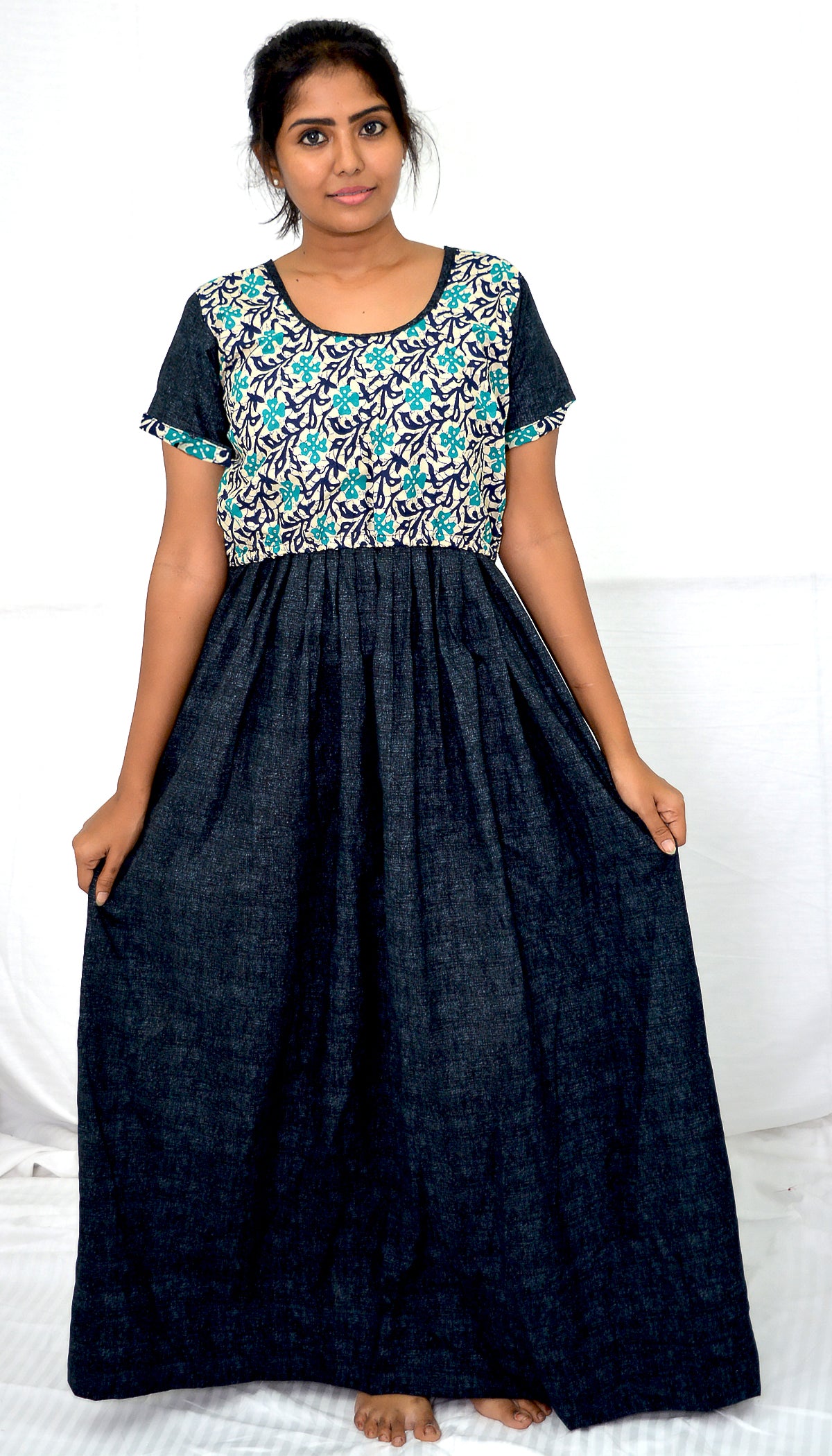 black  cotton frock  Maternity Feeding Nighty