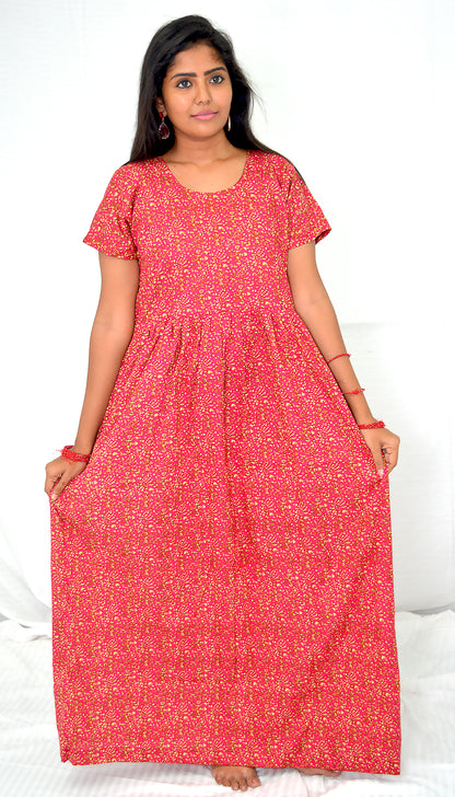 rose madder cotton Maternity frock   Feeding Nighty