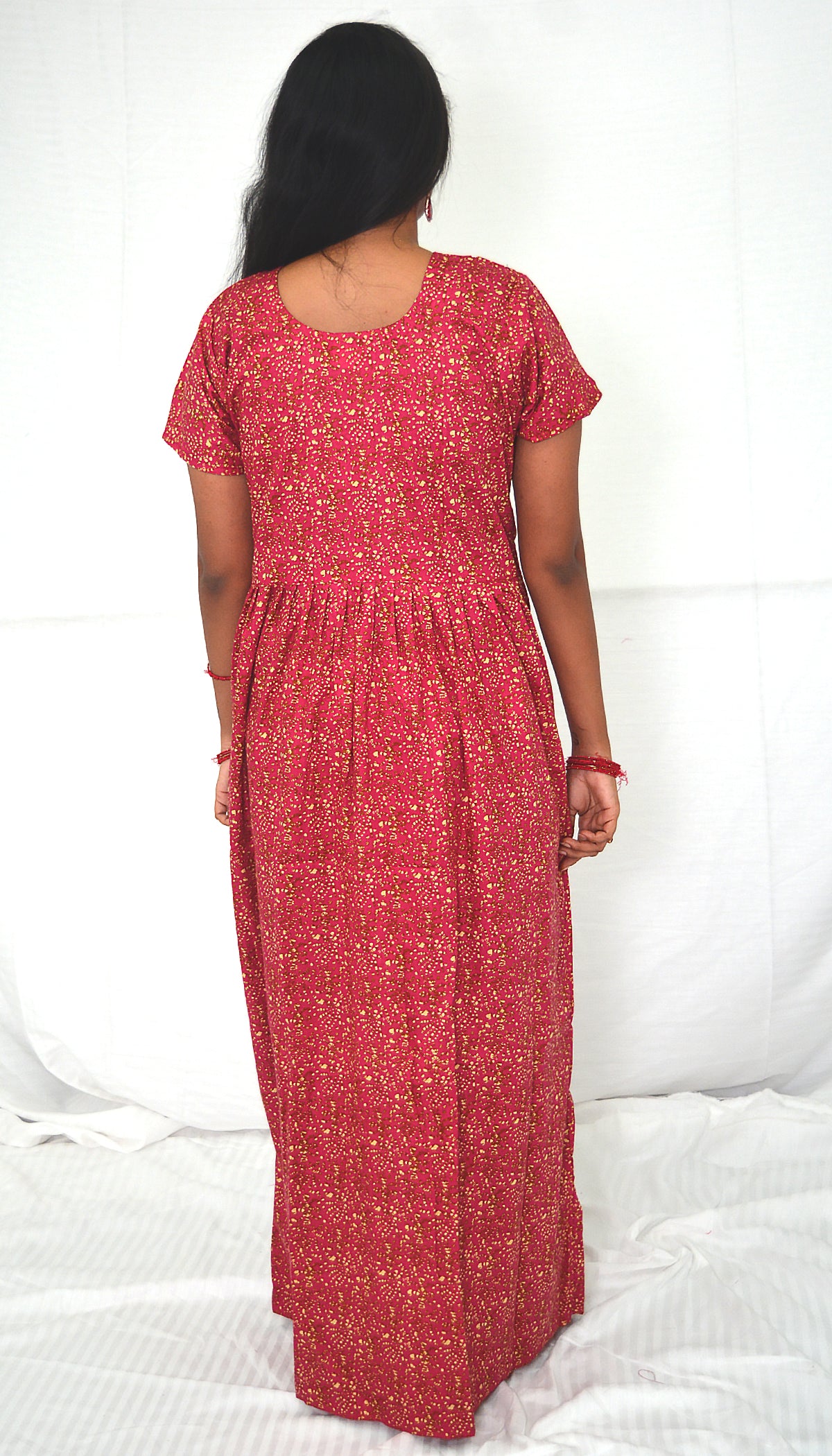 rose madder cotton Maternity frock   Feeding Nighty