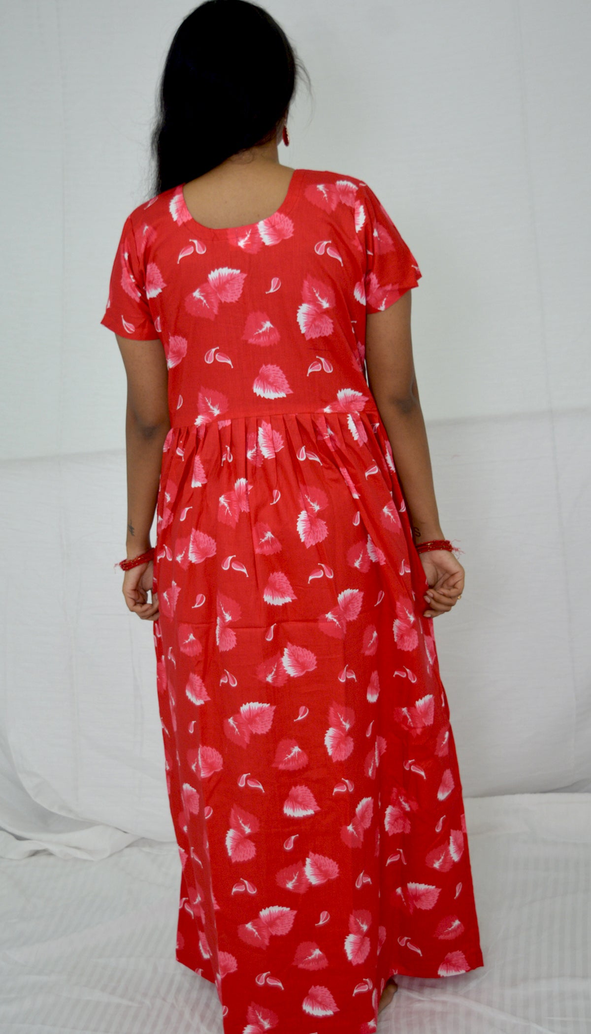 dark rose madder cotton Maternity frock   Feeding Nighty