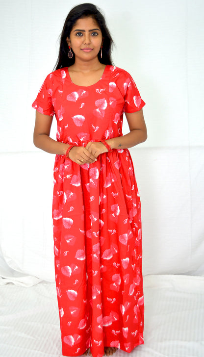 dark rose madder cotton Maternity frock   Feeding Nighty