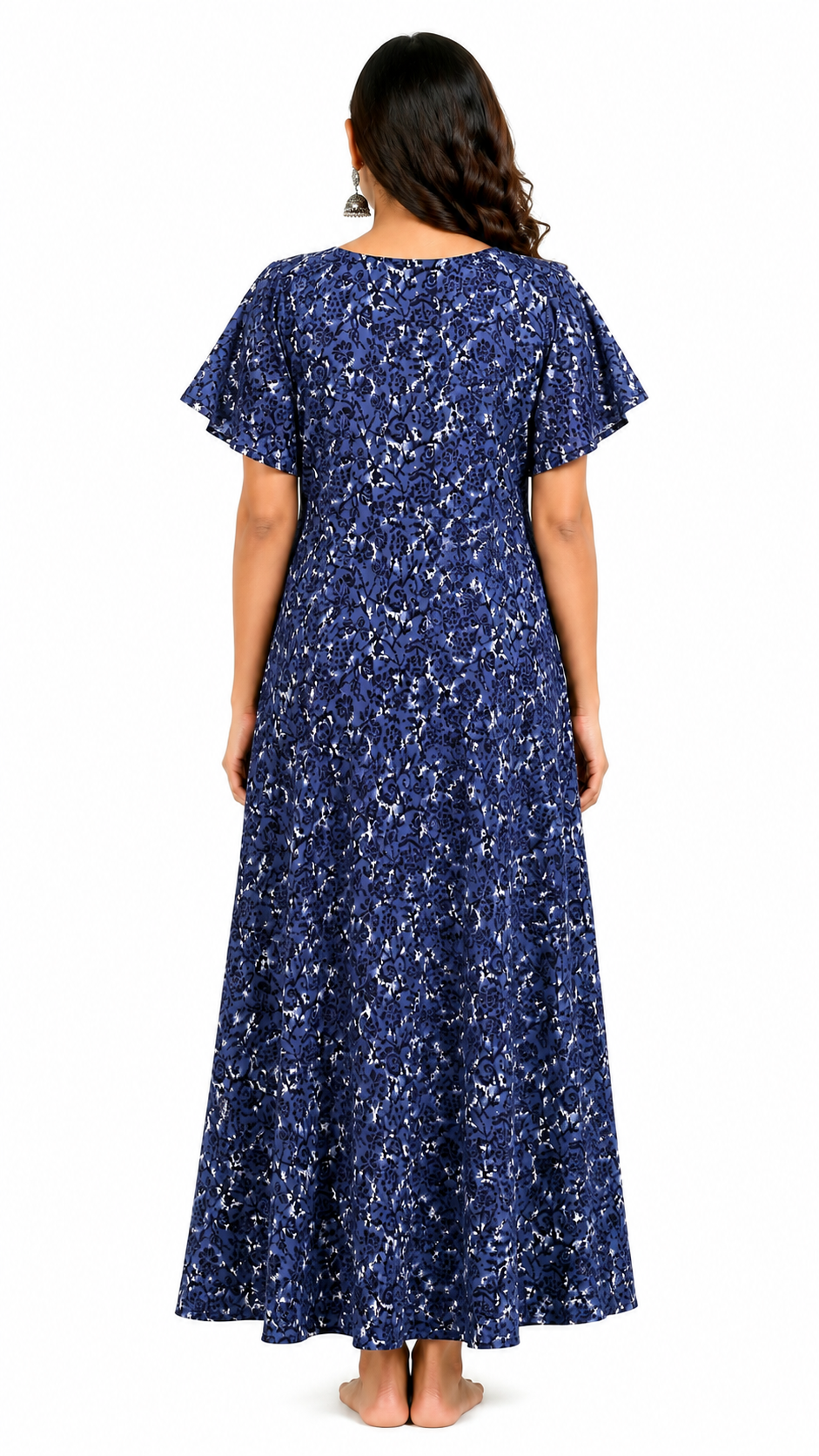 AISNIGHA Pure Cotton Navy Blue Nighty for Women | Soft & Comfortable Daily Wear Nightdress