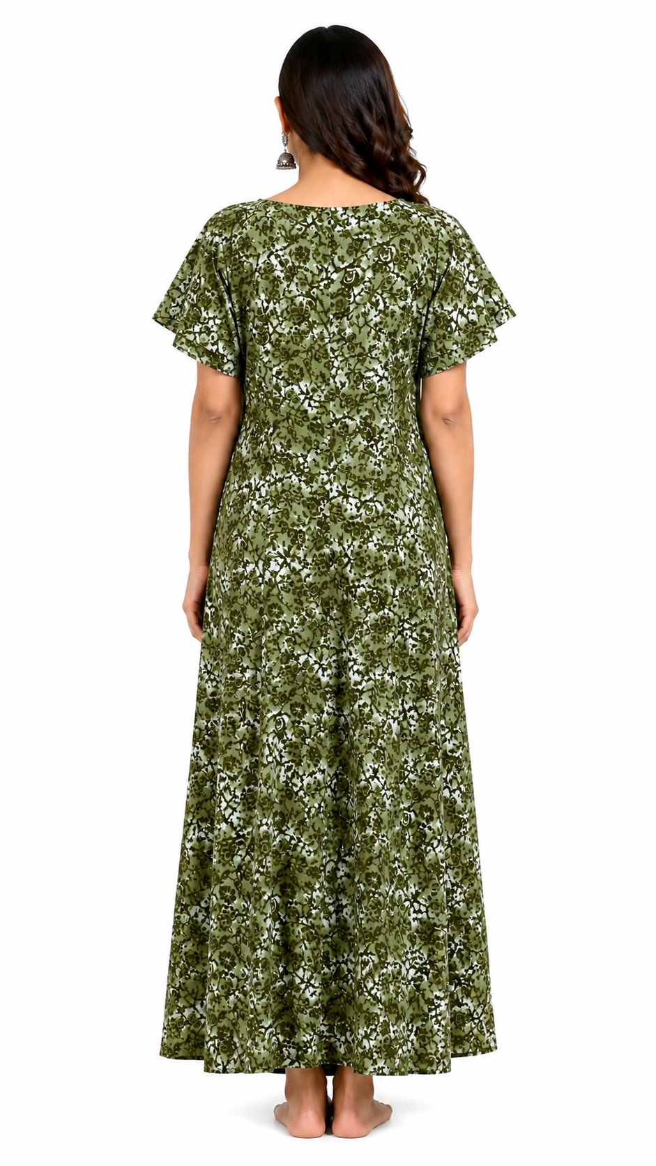 AISNIGHA Pure Cotton Green Nighty for Women | Soft & Comfortable Daily Wear Nightdress