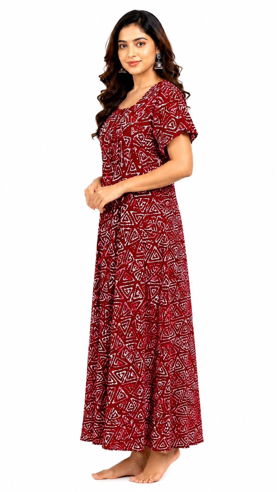 AISNIGHA Women's Pure Cotton Brown Nighty | Soft & Comfortable Daily Wear Nightdress