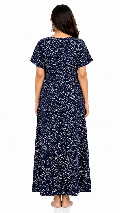 AISNIGHA Women's Pure Cotton Dark navy Nighty | Soft & Comfortable Daily Wear Nightdress