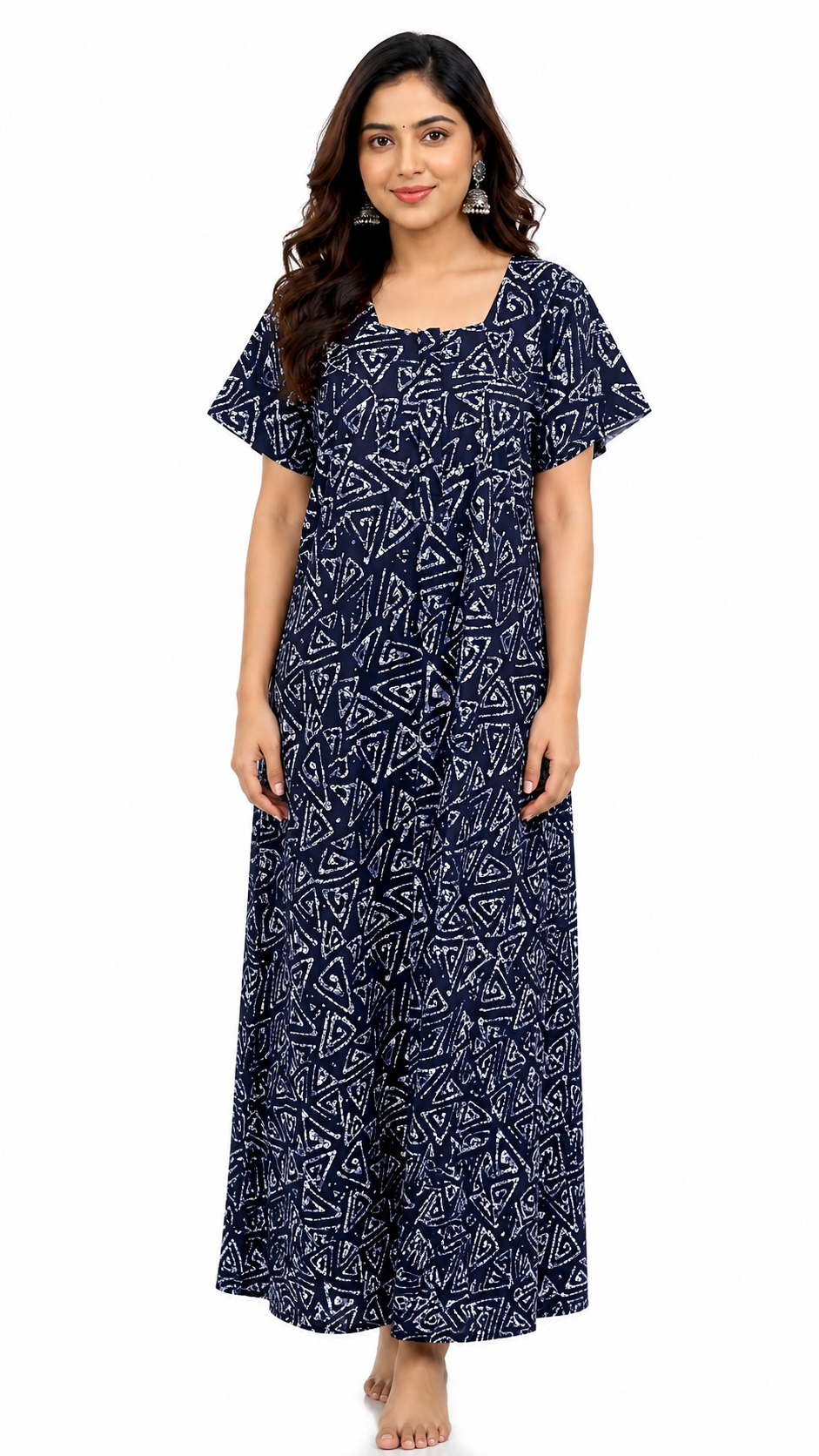 AISNIGHA Women's Pure Cotton Dark navy Nighty | Soft & Comfortable Daily Wear Nightdress
