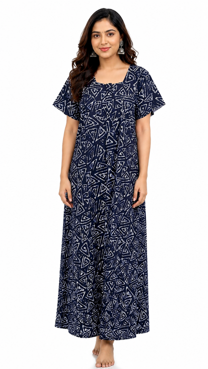 AISNIGHA Women's Pure Cotton Dark navy Nighty | Soft & Comfortable Daily Wear Nightdress