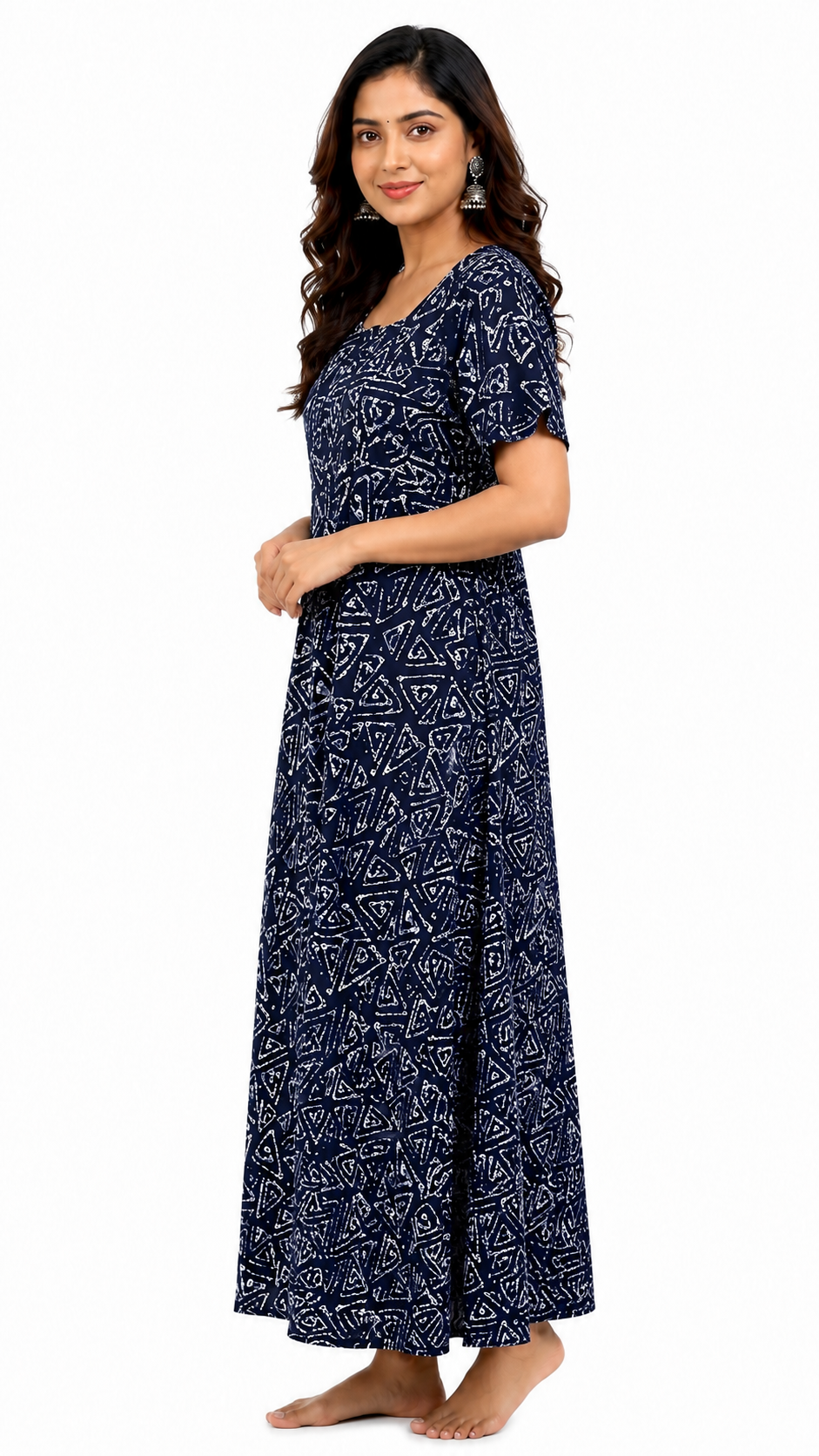 AISNIGHA Women's Pure Cotton Dark navy Nighty | Soft & Comfortable Daily Wear Nightdress