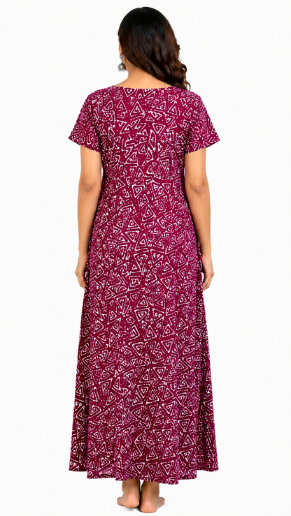 AISNIGHA Women's Pure Cotton Magenta Nighty | Soft & Comfortable Daily Wear Nightdress