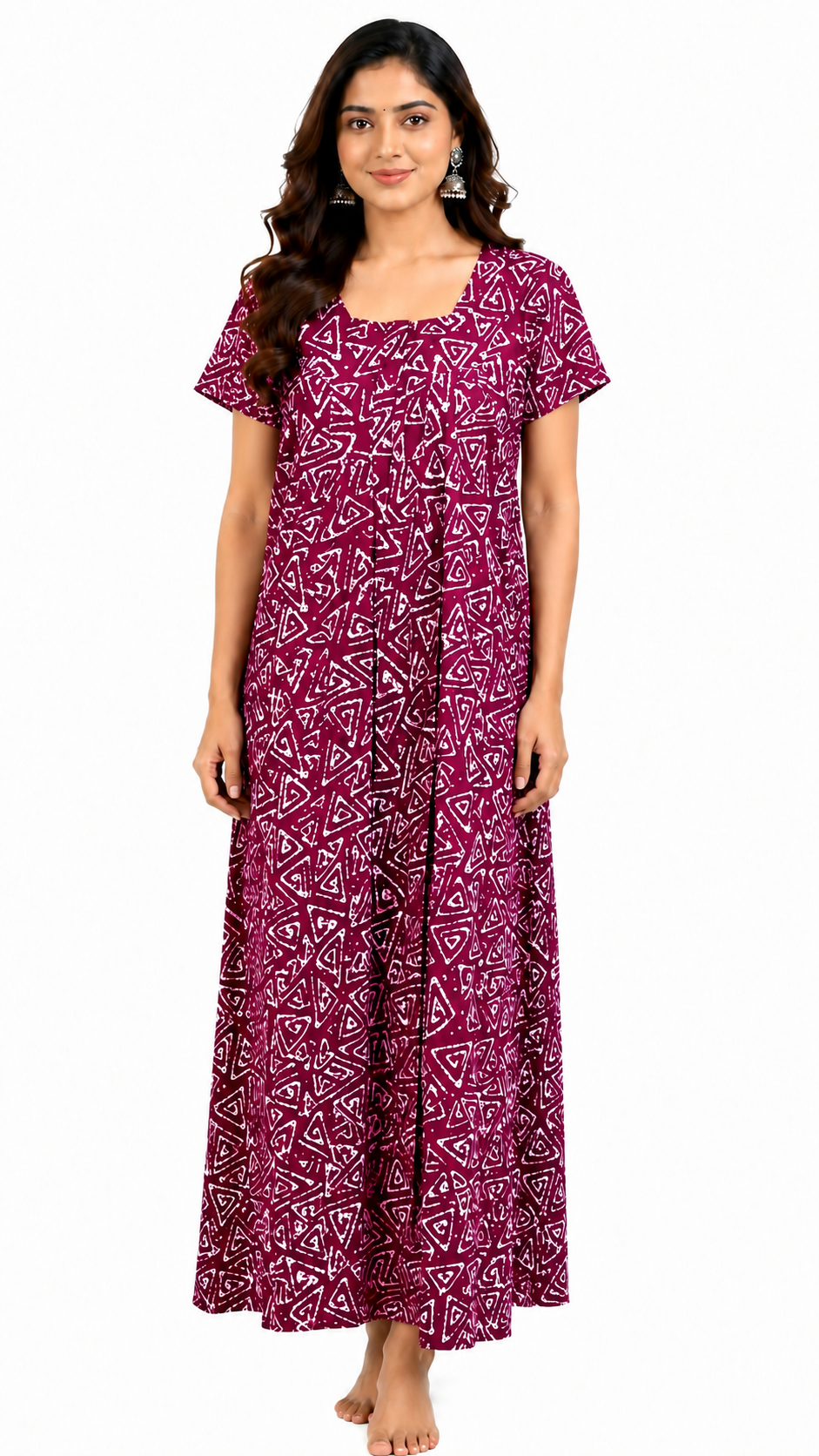 AISNIGHA Women's Pure Cotton Magenta Nighty | Soft & Comfortable Daily Wear Nightdress