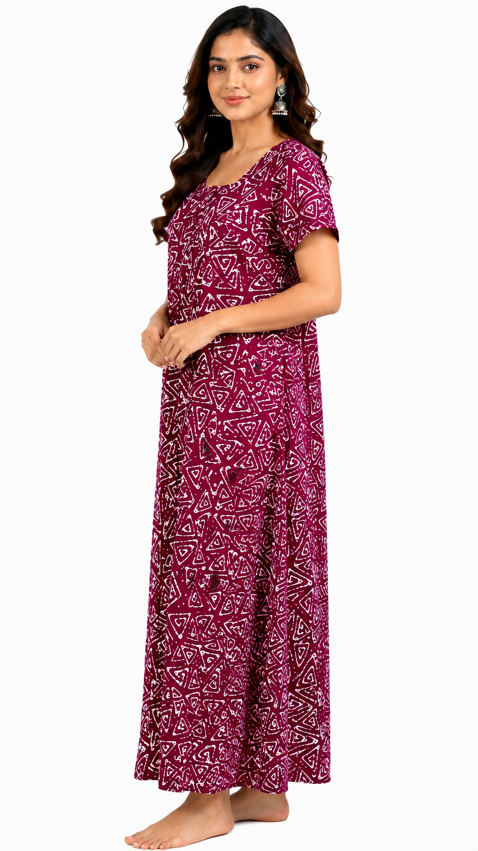 AISNIGHA Women's Pure Cotton Magenta Nighty | Soft & Comfortable Daily Wear Nightdress