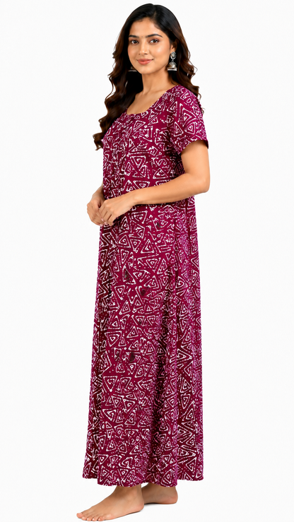 AISNIGHA Women's Pure Cotton Magenta Nighty | Soft & Comfortable Daily Wear Nightdress