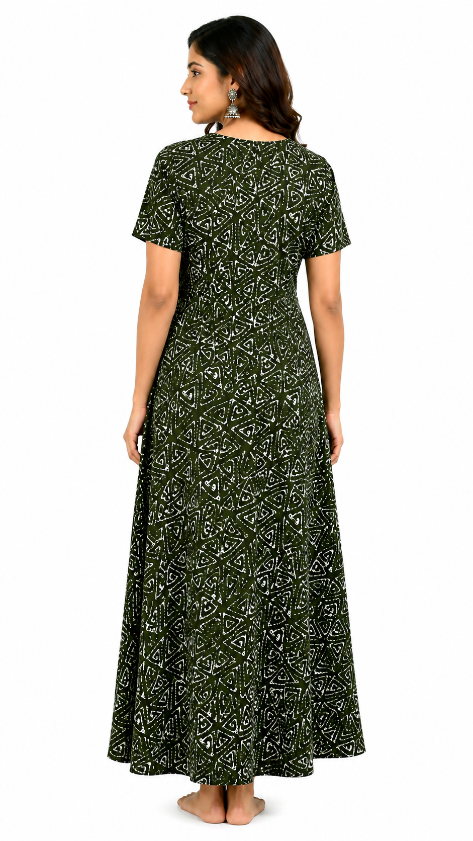 AISNIGHA Women's Pure Cotton Dark Green Nighty | Soft & Comfortable Daily Wear Nightdress
