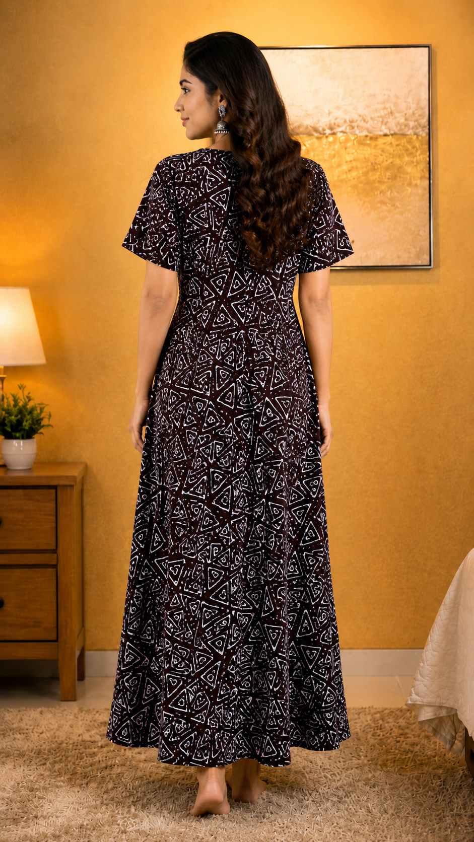 AISNIGHA Women's Pure Cotton Dark Brown Nighty | Soft & Comfortable Daily Wear Nightdress