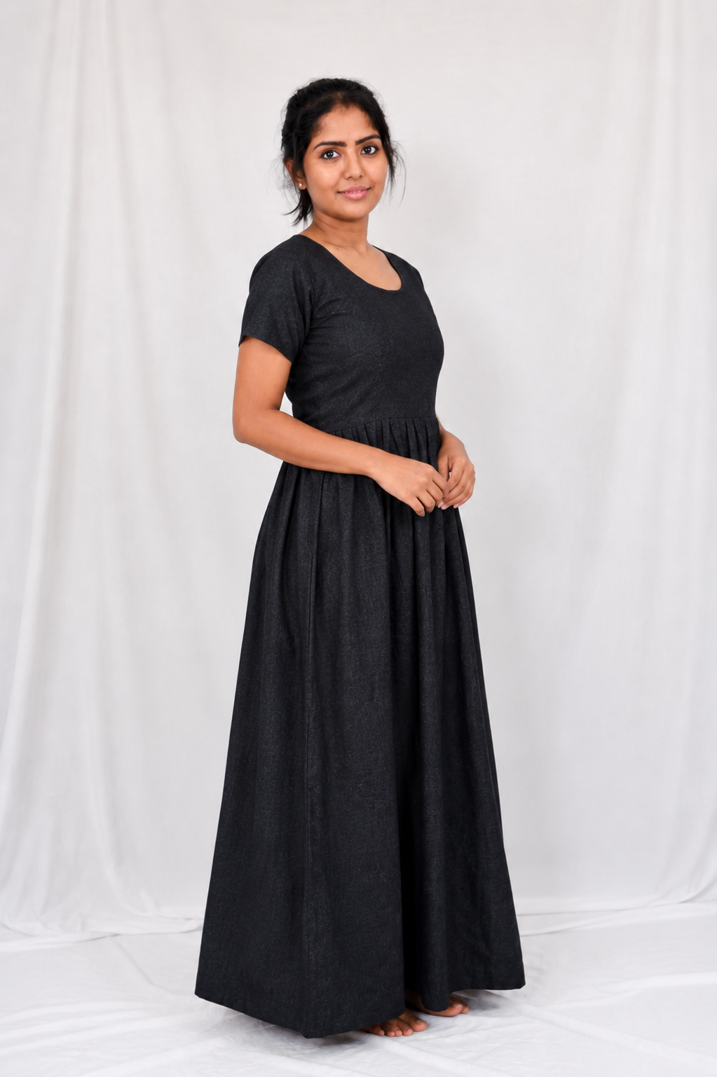 Black Cotton Nighty Frock for Women | Pure Cotton Daily Wear | AISNIGHA Nighties