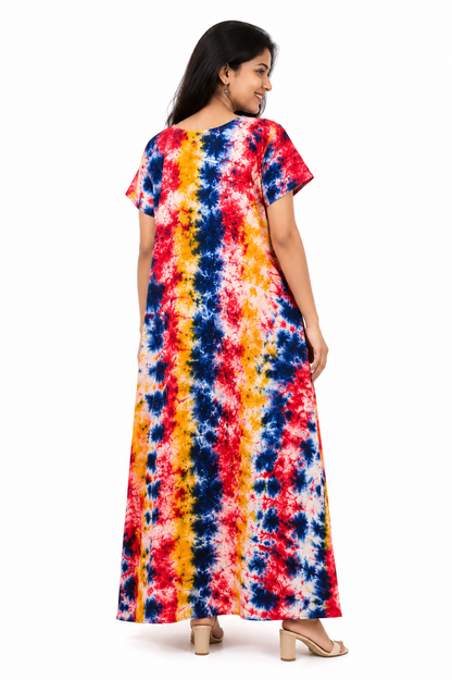 AISNIGHA Pure Multicolour Batik Cotton Nightwear