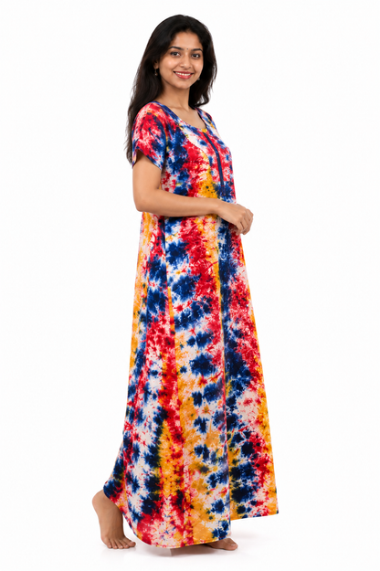 AISNIGHA Pure Multicolour Batik Cotton Nightwear