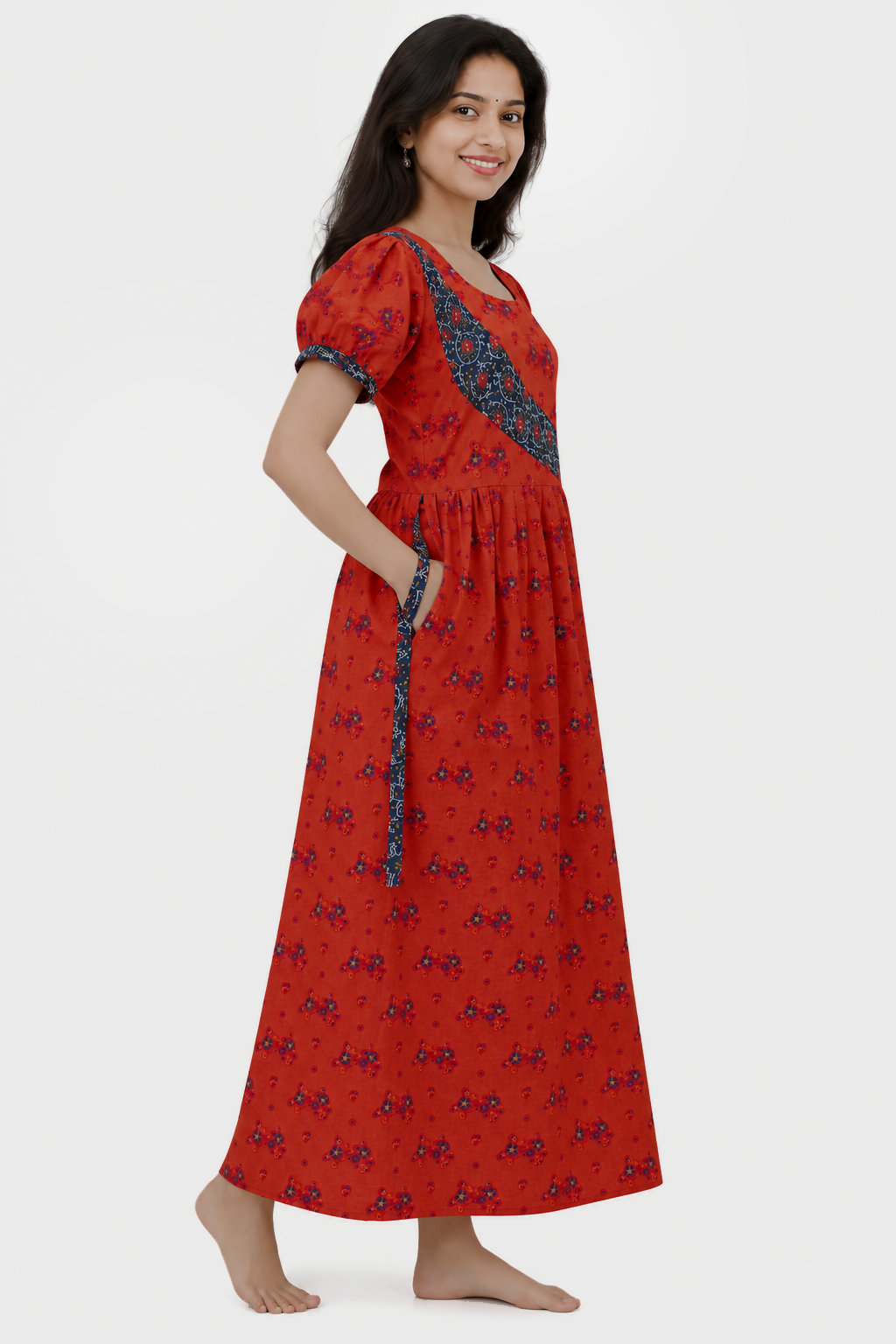 Pure Cotton  Maroon Frock Model
