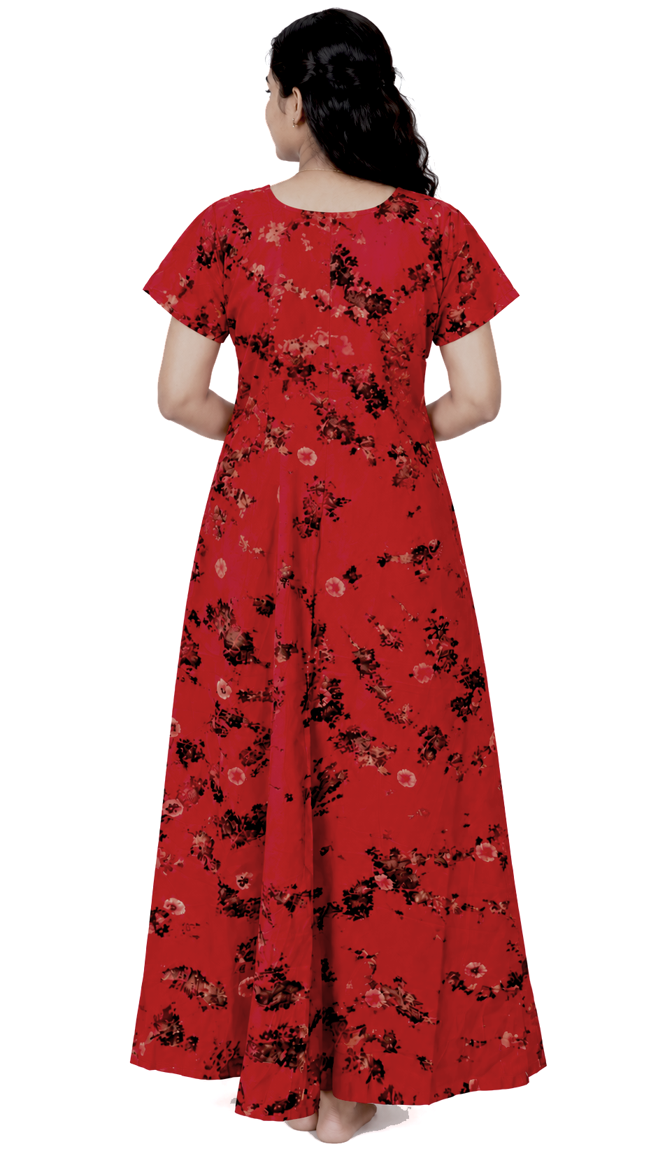 AISNIGHA's Dark Red Batik Cotton Nightwear