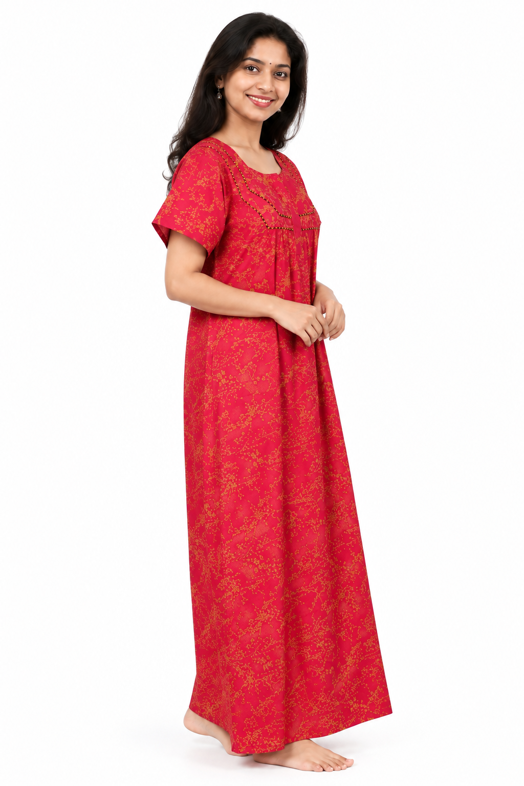 AISNIGHA Flor Rosa Pure Cotton Nighty