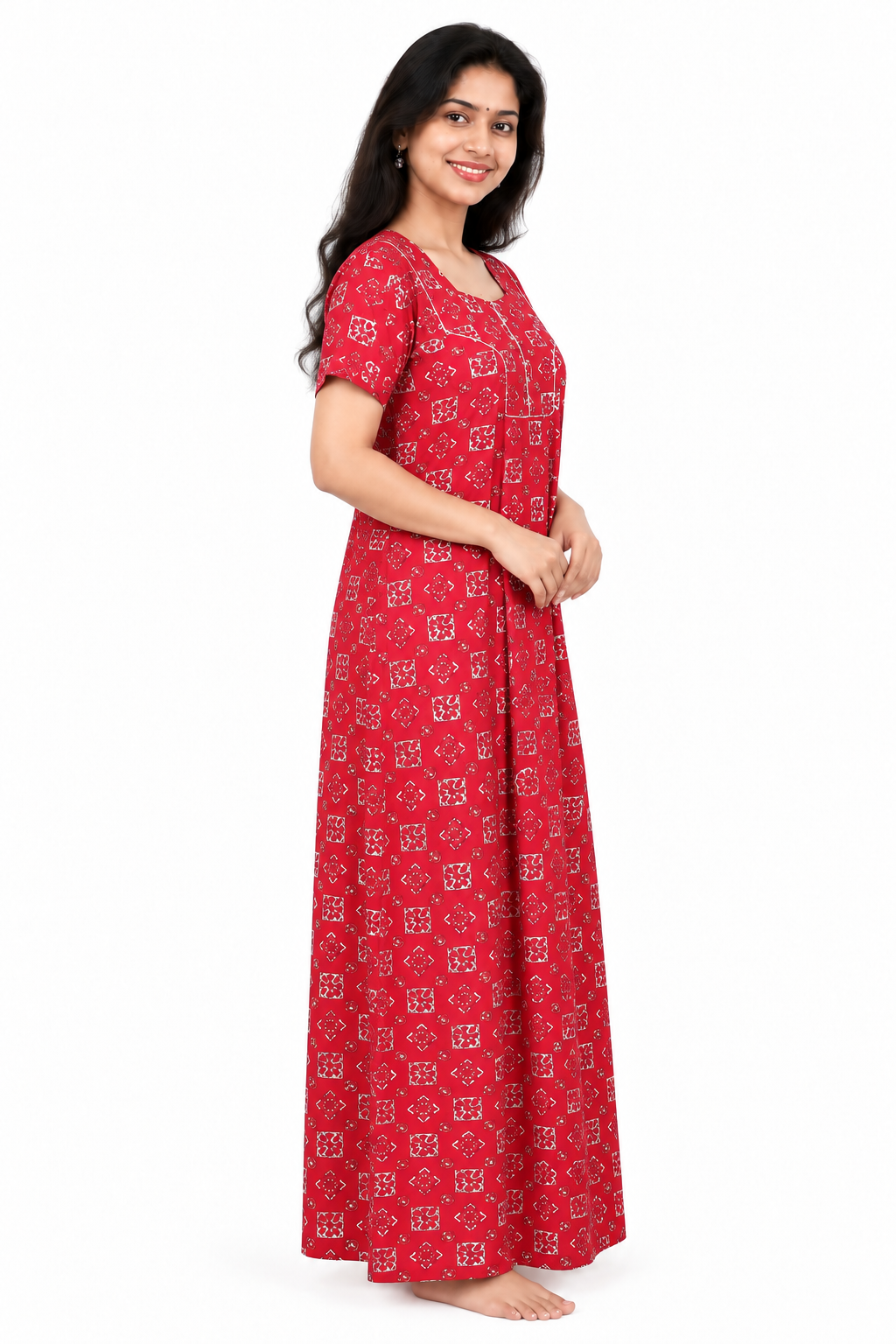 AISNIGHA Rose Madder Pure Cotton Nighty