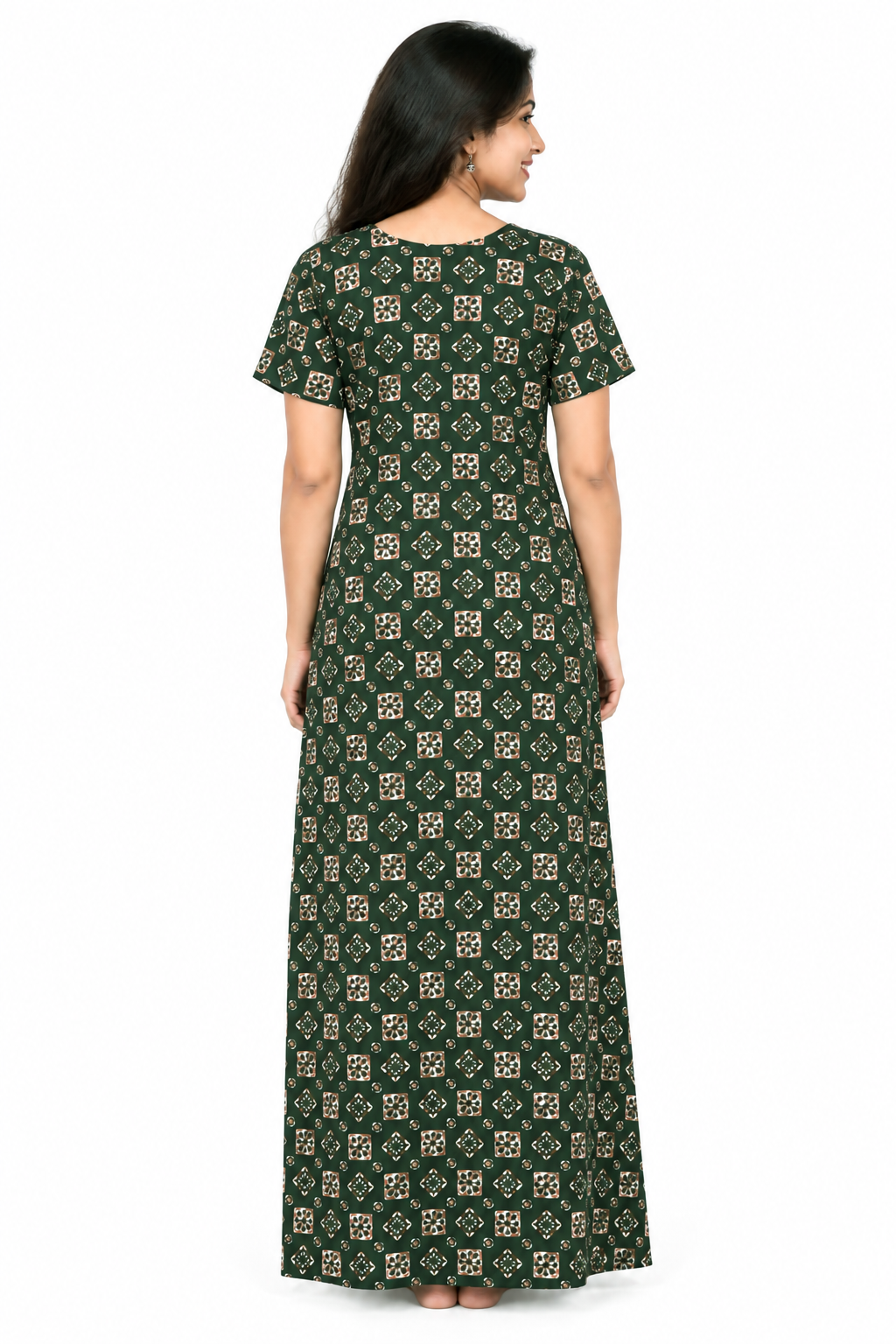 AISNIGHA Green Pure Cotton Nighty
