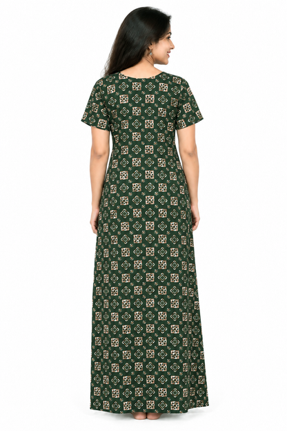 AISNIGHA Green Pure Cotton Nighty
