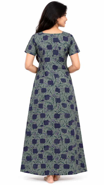 AISNIGHA Grey Pure Cotton Nighty