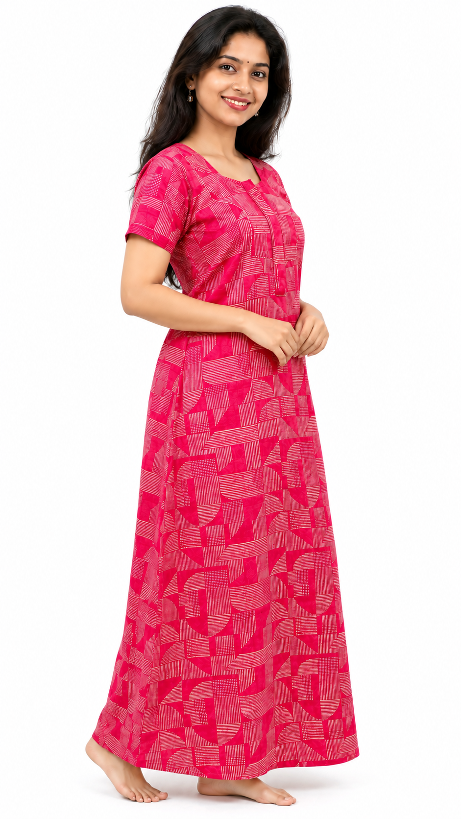 AISNIGHA Red Rose Pure Cotton Nighty