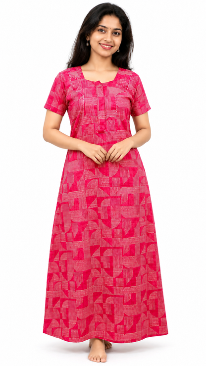 AISNIGHA Red Rose Pure Cotton Nighty