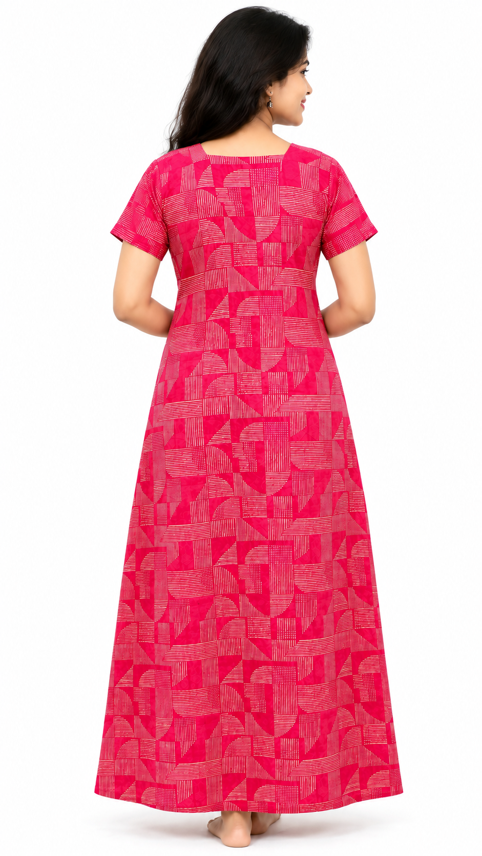 AISNIGHA Red Rose Pure Cotton Nighty