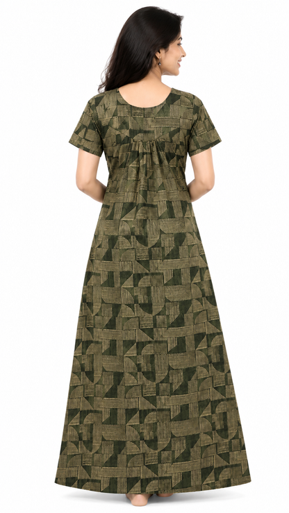 AISNIGHA Green Pure Cotton Nighty