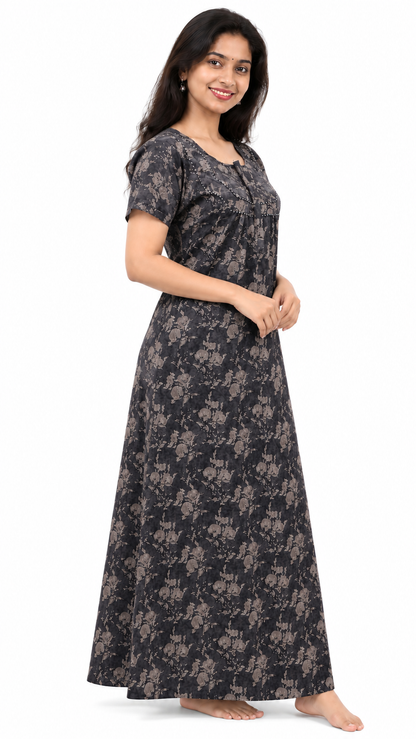 AISNIGHA Grey Pure Cotton Nighty
