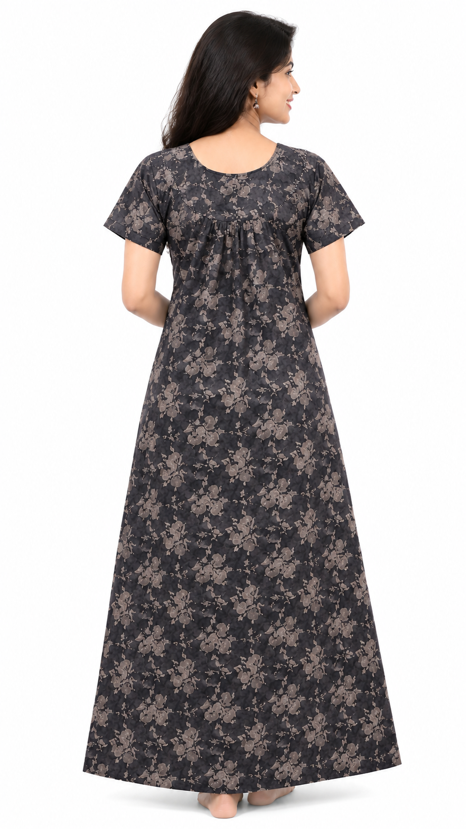 AISNIGHA Grey Pure Cotton Nighty
