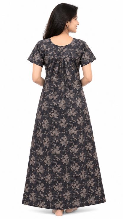 AISNIGHA Grey Pure Cotton Nighty