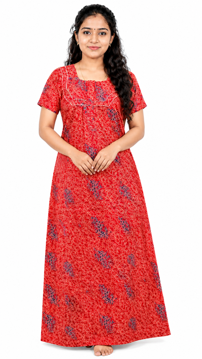 AISNIGHA Dark Red Cotton Nighty