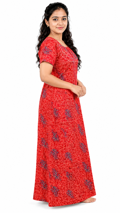 AISNIGHA Dark Red Cotton Nighty