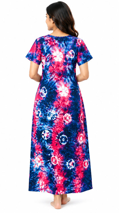 Rose with Dark Blue Batik Cotton comfortable Nightwear