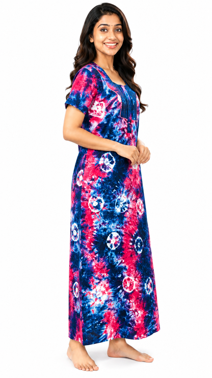 Rose with Dark Blue Batik Cotton comfortable Nightwear