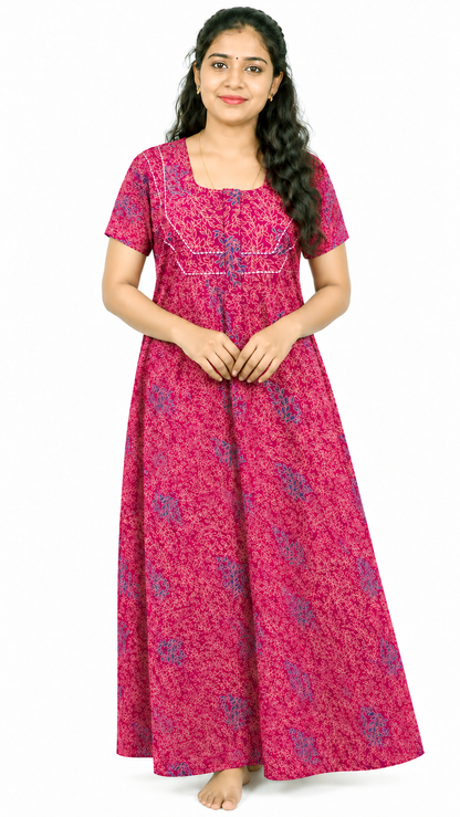 AISNIGHA Dark Pink Cotton Nighty