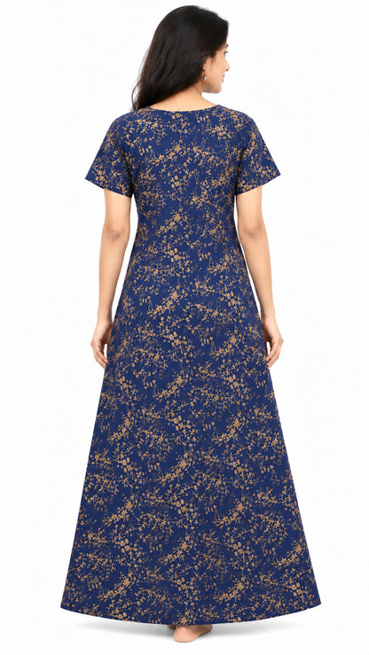 AISNIGHA  Navy Blue Cotton Nighty
