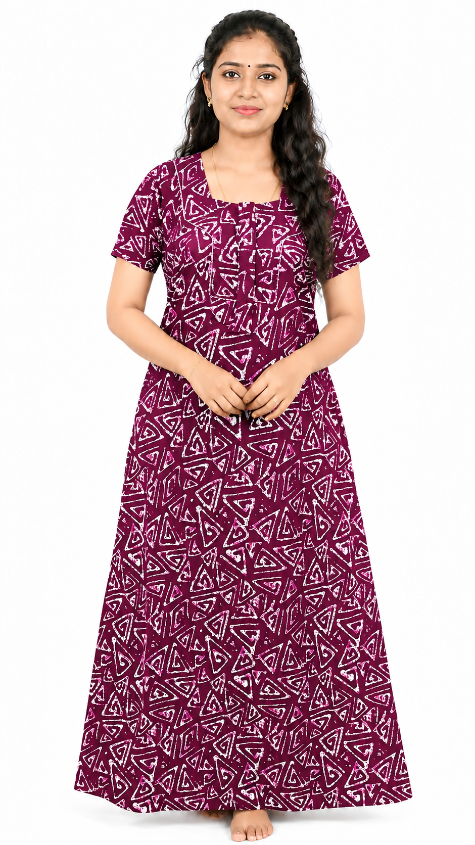 AISNIGHA Women's Pure Cotton Magenta Nighty