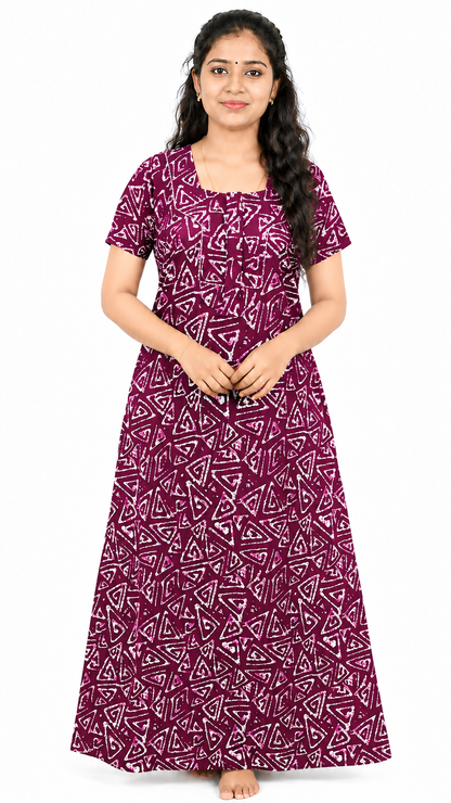 AISNIGHA Women's Pure Cotton Magenta Nighty
