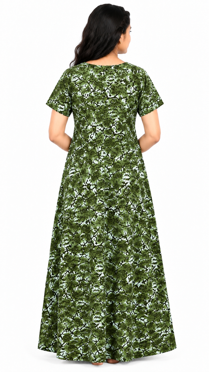 AISNIGHA Pure Cotton Green Nighty for Women