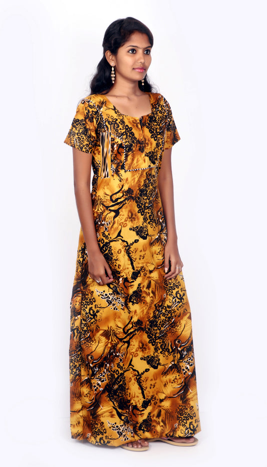 Golden Flora Printed Rayon Nighty