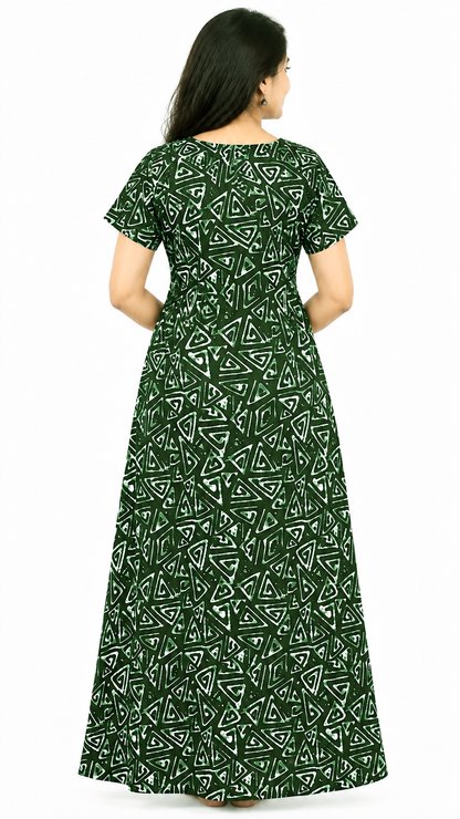 AISNIGHA Women's Pure Cotton Dark Green Nighty